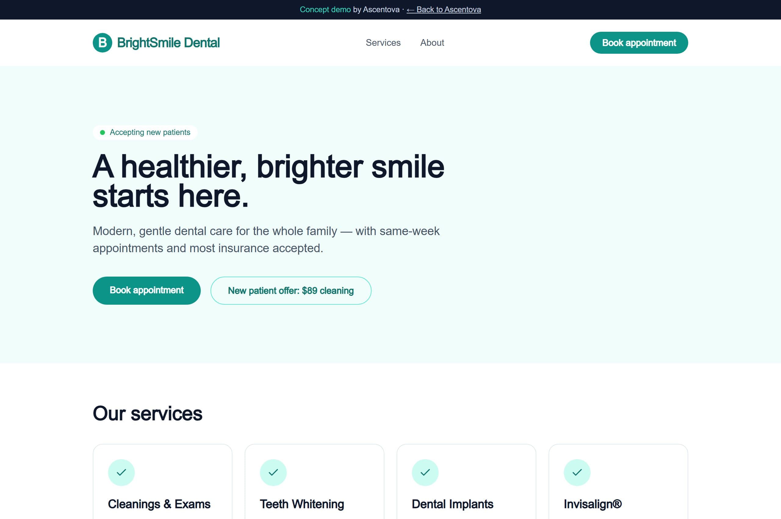 BrightSmile Dental demo website