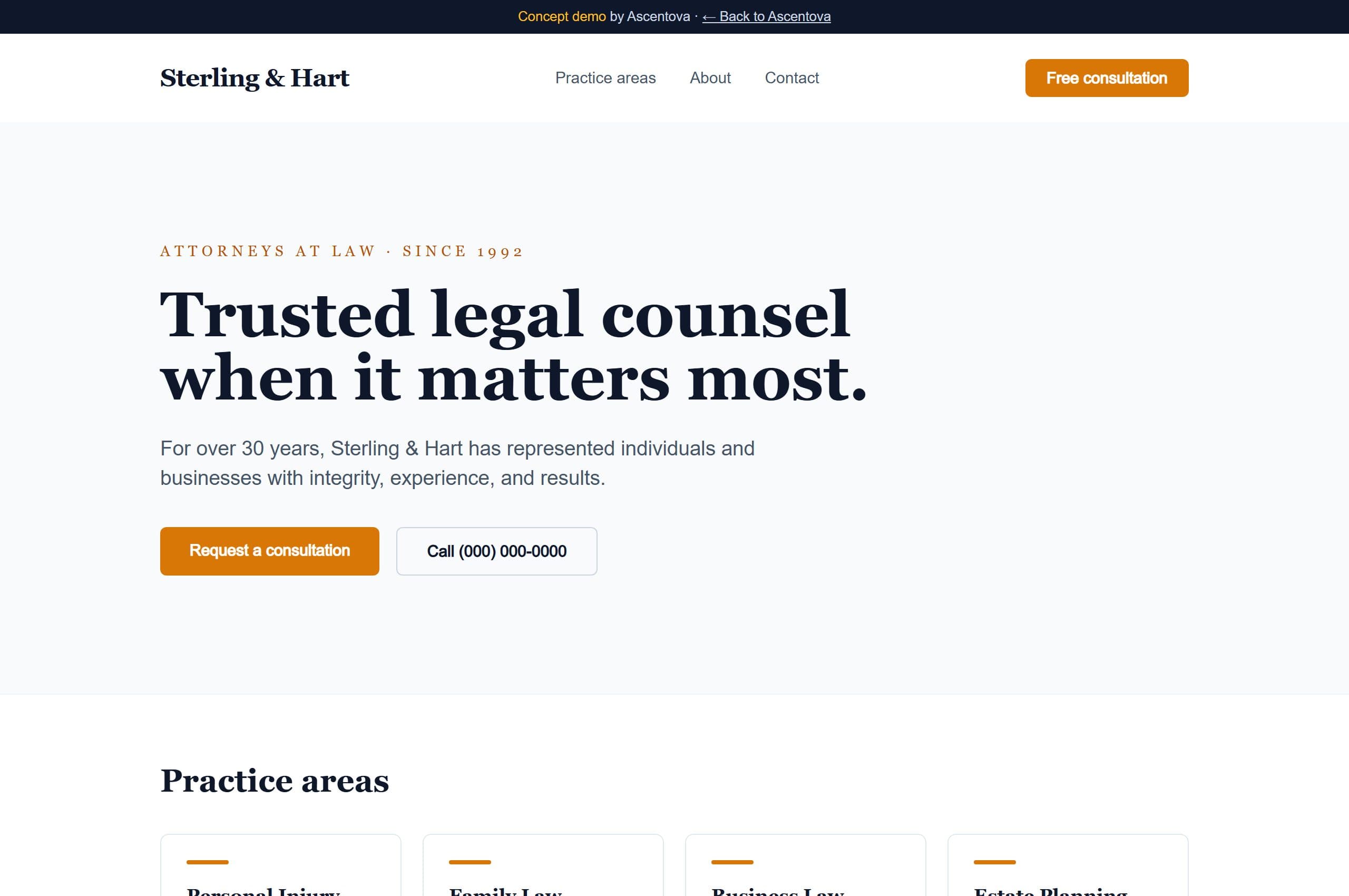 Sterling & Hart demo website