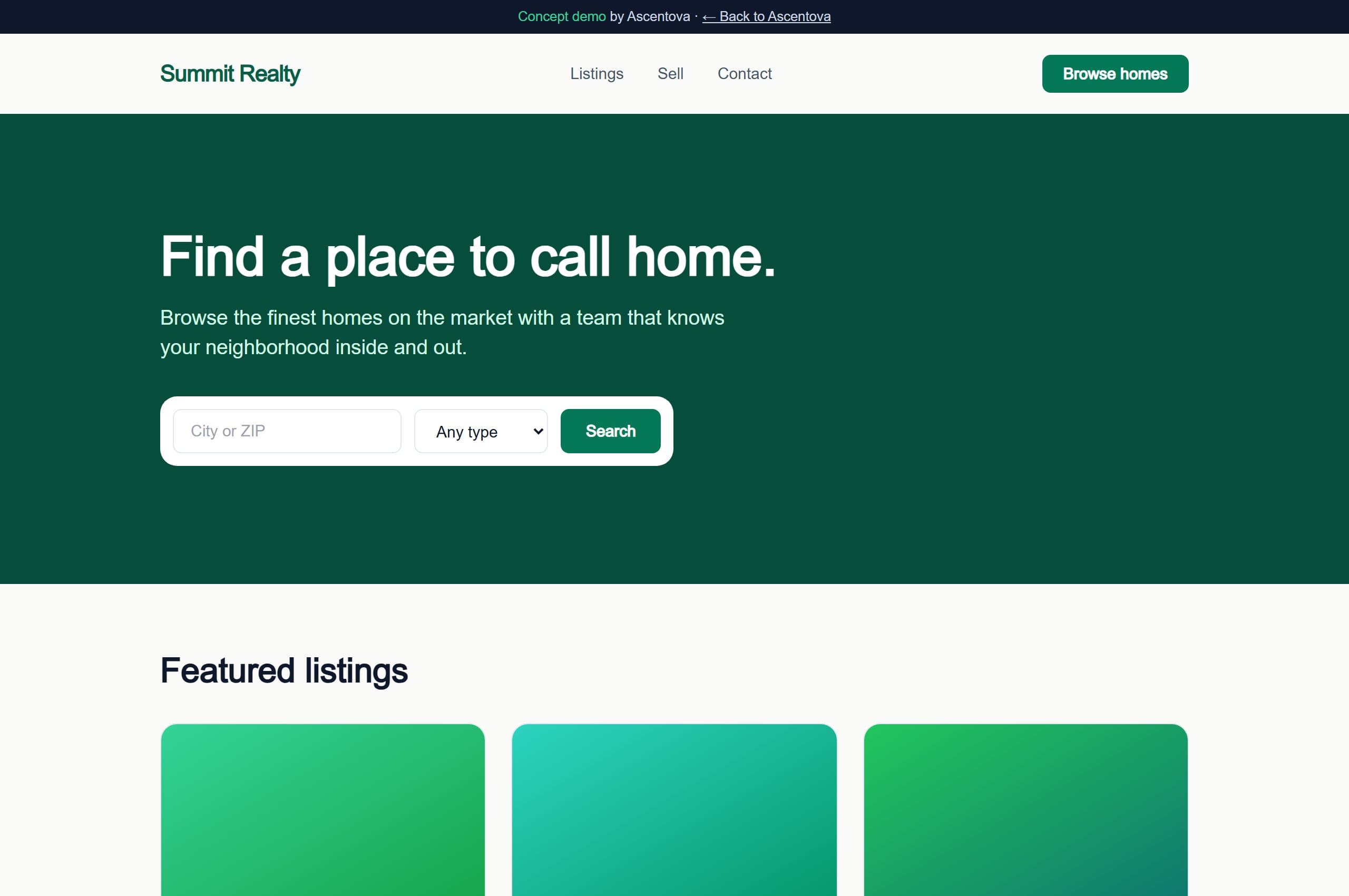 Summit Realty demo website
